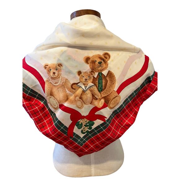Vintage Avon Teddy Bear Christmas scarf - Picture 1 of 7